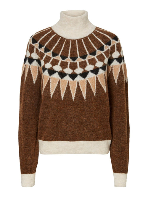 Celeste Fairisle Sweater - Brown - TeeShoppen Group™ - Knitwear - Vero Moda