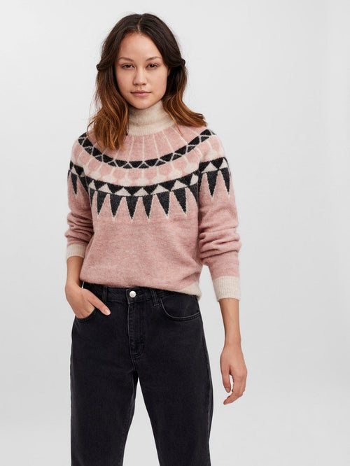 Celeste Fairisle Sweater - Misty Rose - TeeShoppen Group™ - Knitwear - Vero Moda