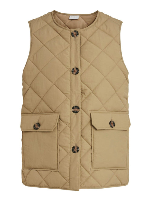 Cooli Quilted Short Vest - Beige - TeeShoppen Group™ - Jacket - VILA
