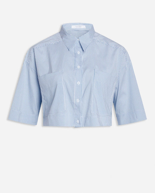 Cropped shirt - Blue - TeeShoppen Group™ - Formal Shirts & Blouses - Sisters Point
