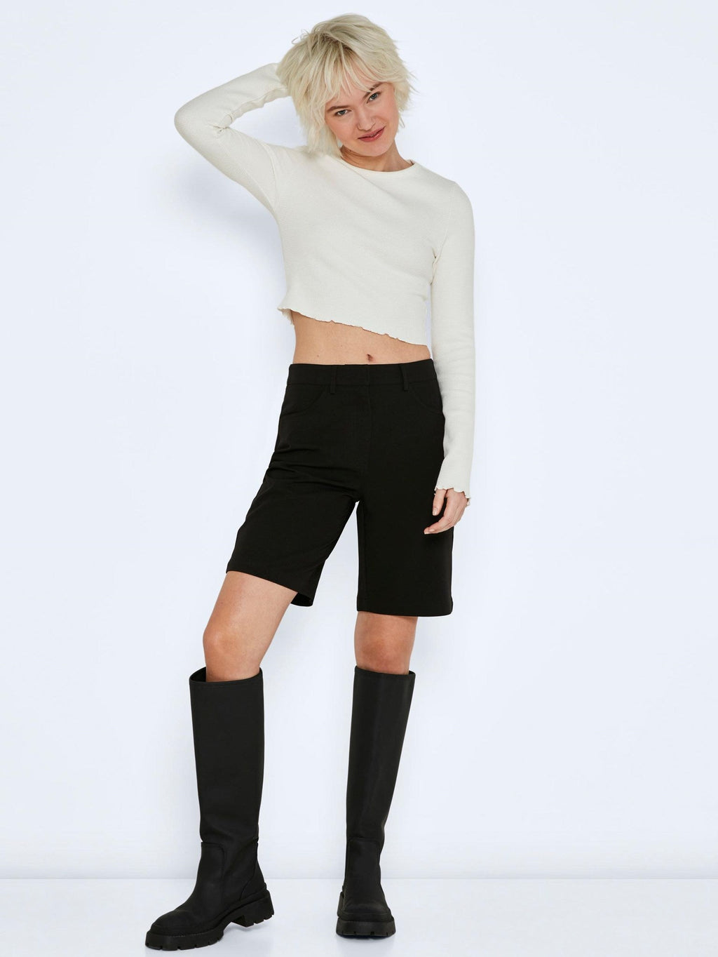 Drew High Taille Wide Shorts - Black