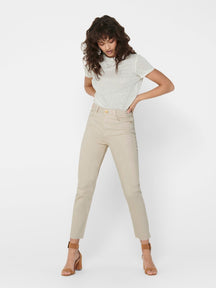 Emily High Taille Jeans - Ecru