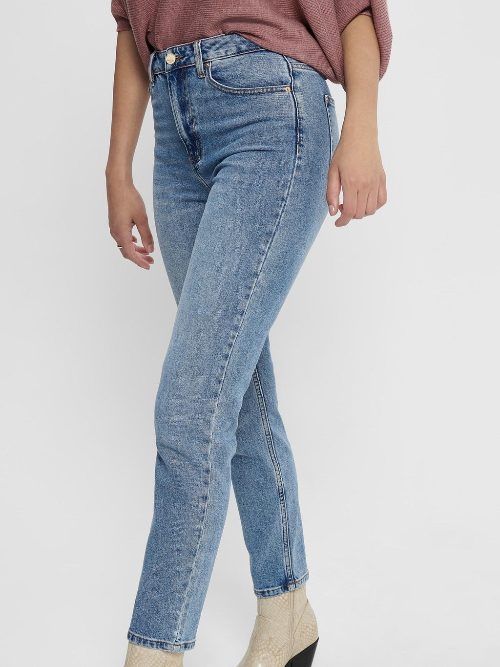 Emily High Taille Jeans - Medium Blauw
