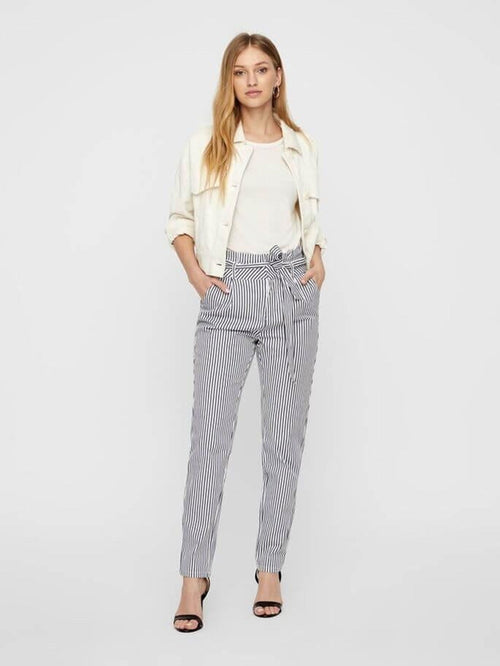 Eva loose paperbag pants - Snow White navy blazer - TeeShoppen Group™ - Pants - Vero Moda