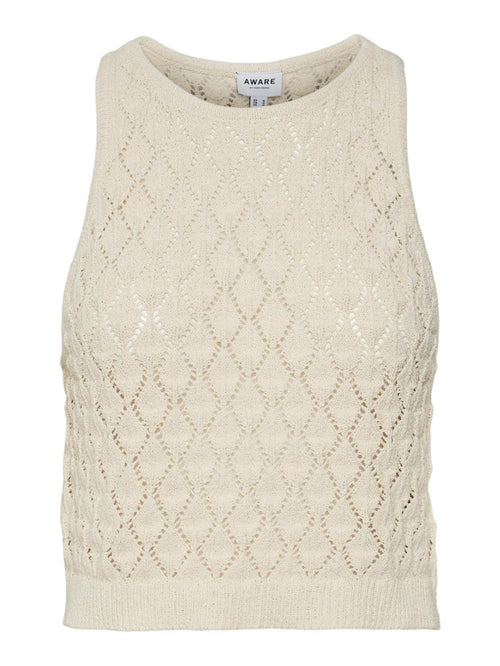 Evelyn Crochet Top - Beige - TeeShoppen Group™ - T-shirt - Vero Moda