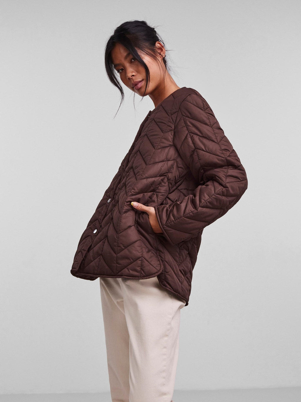 Fawn Short Quilted Jacket - Chacory Coffee