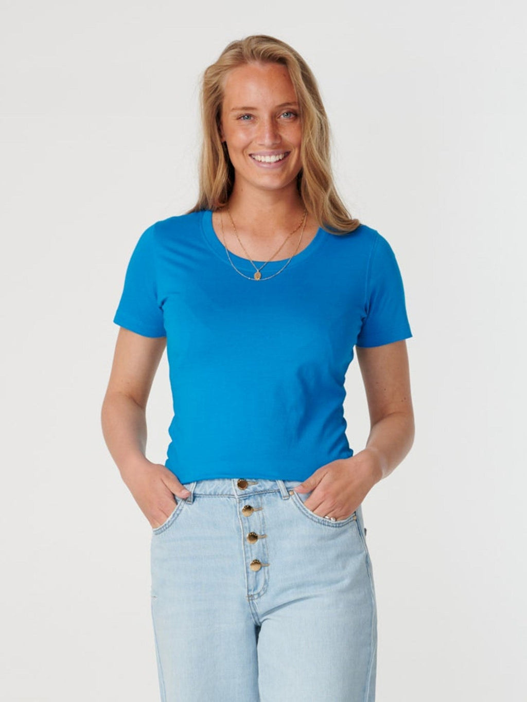 Gemonteerd t-shirt-torquoise blauw