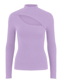 Hazel Cut Out High Neck Blouse - Lavender