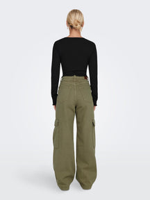 Hope High Waist Cargo Pants - Aloe