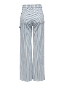 Hope High Waist Striped Pants - White/Blue