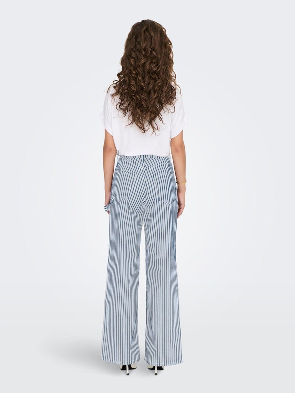 Hope High Waist Striped Pants - White/Blue