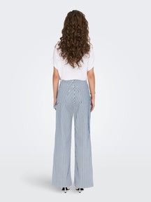 Hoop dat hoge taille gestreept Pants - Wit Blauw