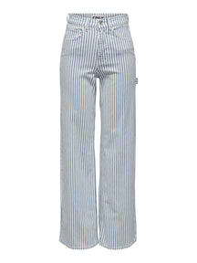 Hoop dat hoge taille gestreept Pants - Wit Blauw