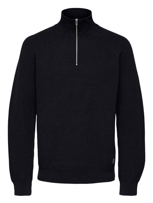 Irven Knit Half Zip - Black - TeeShoppen Group™ - Knitwear - Selected Homme