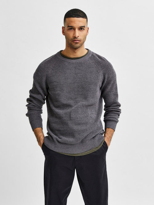 Irven Knit sweater - Dark Gray - TeeShoppen Group™ - Knitwear - Selected Homme