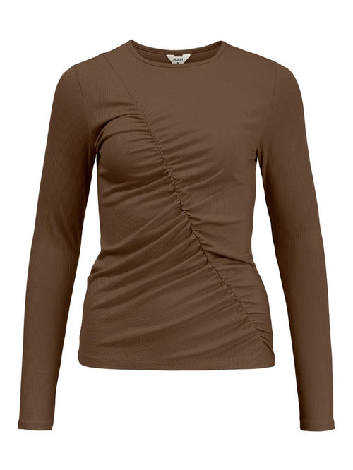 Jamie Long Sleeved Top - Dark Earth - TeeShoppen Group™ - Formal Shirts & Blouses - Object