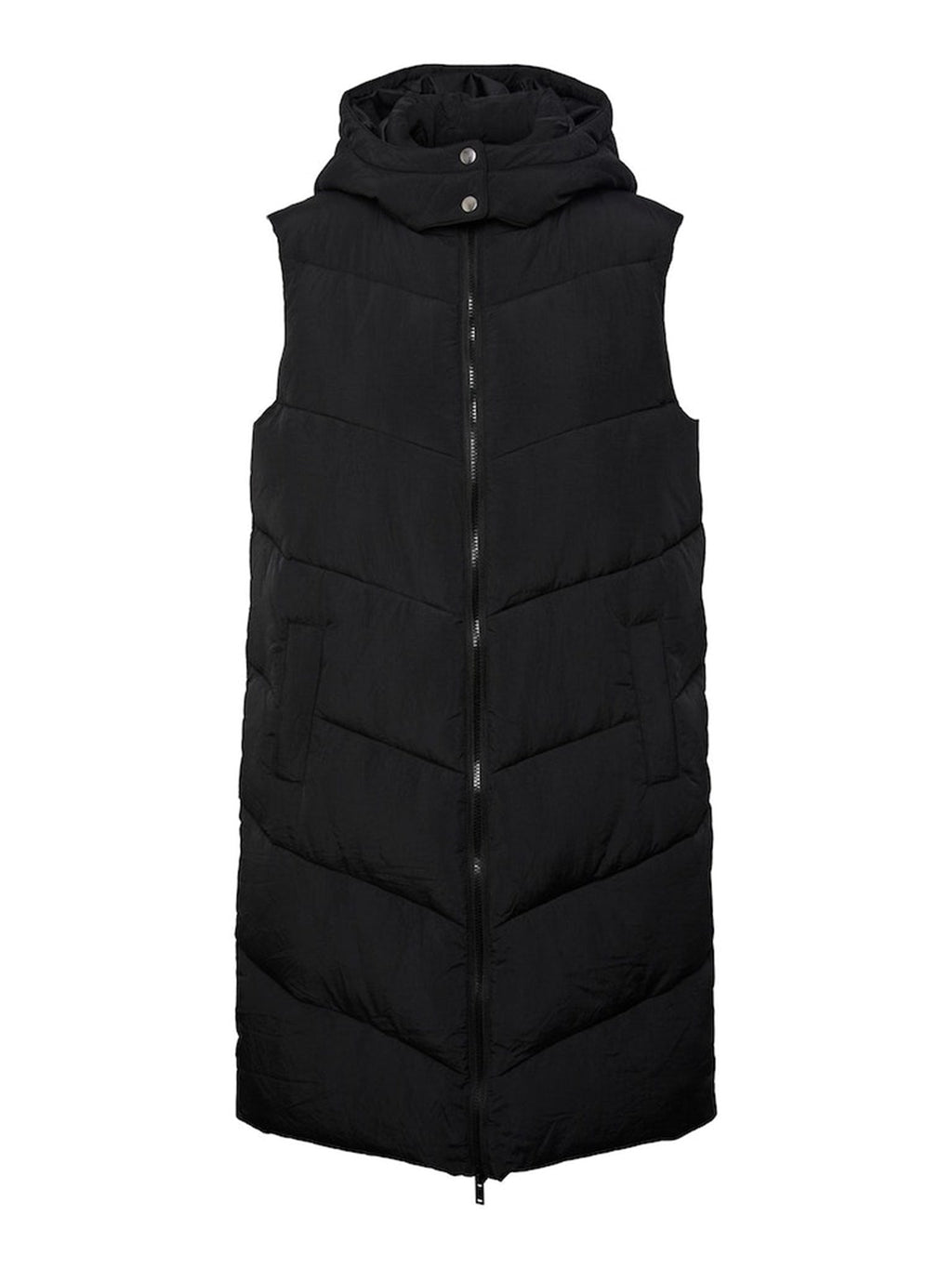 Jamilla Long Puffer Vest - zwart