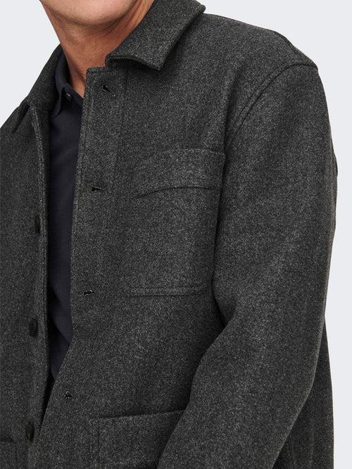 Jax Overshirt Jacket - Dark Grey Melange - TeeShoppen Group™ - Formal Shirts & Blouses - Only & Sons