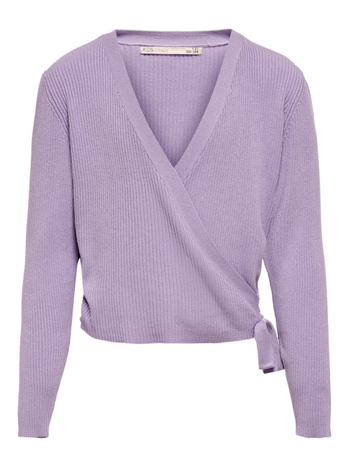 Jolie Wrap Sweater - Lavender - TeeShoppen Group™ - Knitwear - Kids Only
