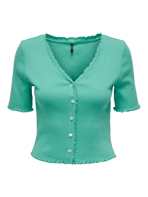 Laila Button Top - Marine Green - TeeShoppen Group™ - Knitwear - ONLY