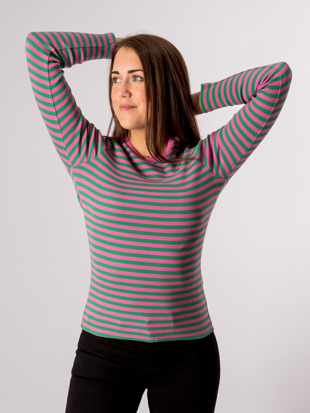 Line Long Sleeve Sweater - Super Pink/Jelly Bean