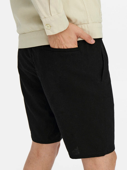Linus Linen Shorts - Black - TeeShoppen Group™ - Shorts - Only & Sons