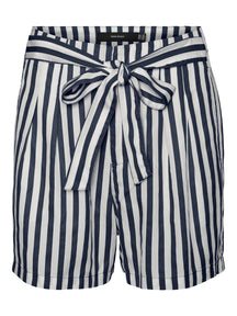 Mia Loose Summer Shorts - Navy Striped