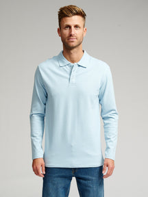 Muscle Polo shirt met lange mouwen - lichtblauw