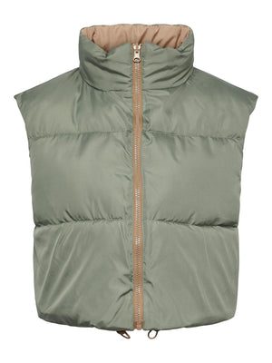 Nadia Short Puffer Vest - Silver Mink - TeeShoppen Group™ - Jacket - PIECES