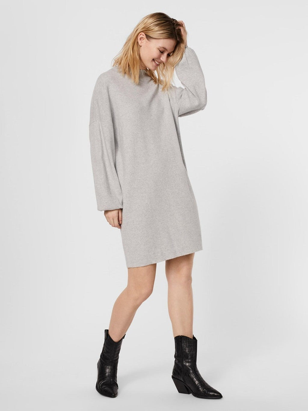 Nancy Midi Knit Dress - Light Grey Melange
