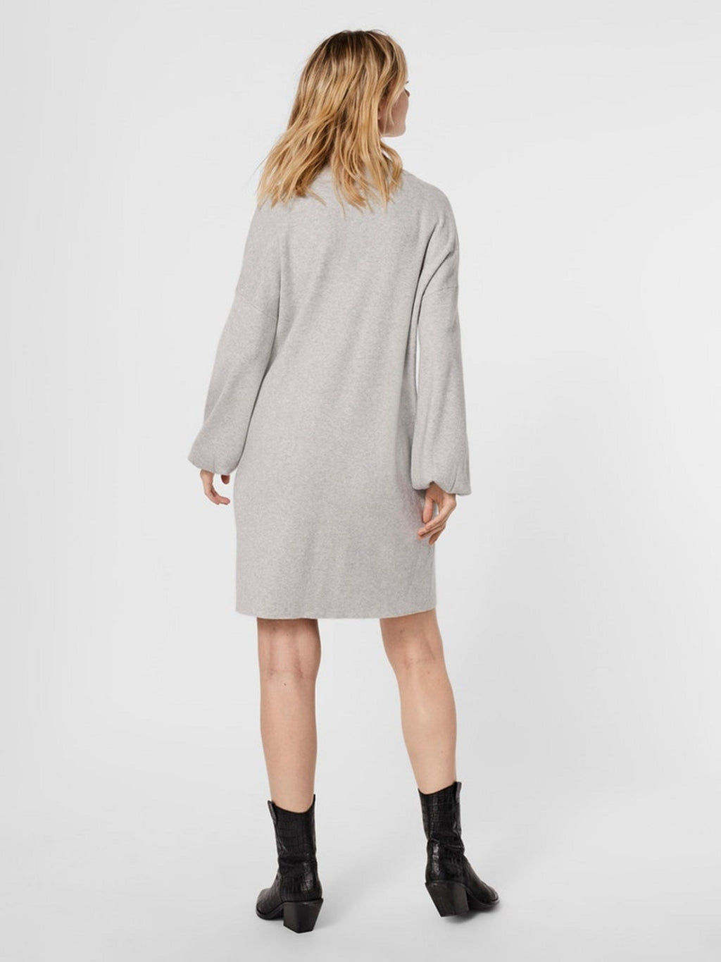 Nancy Midi Knit Dress - Light Gray Melange
