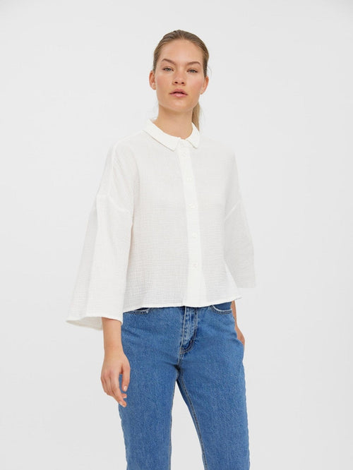 Natali 3/4 Crop Shirt - Snow White - TeeShoppen Group™ - Formal Shirts & Blouses - Vero Moda