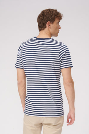 Nørregade Stripe - Navy White - TeeShoppen Group™ - T-shirt - TeeShoppen