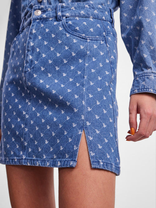 Nursel High-Waist Nederdel - Medium Blue Denim - TeeShoppen Group™ - Skirt - PIECES