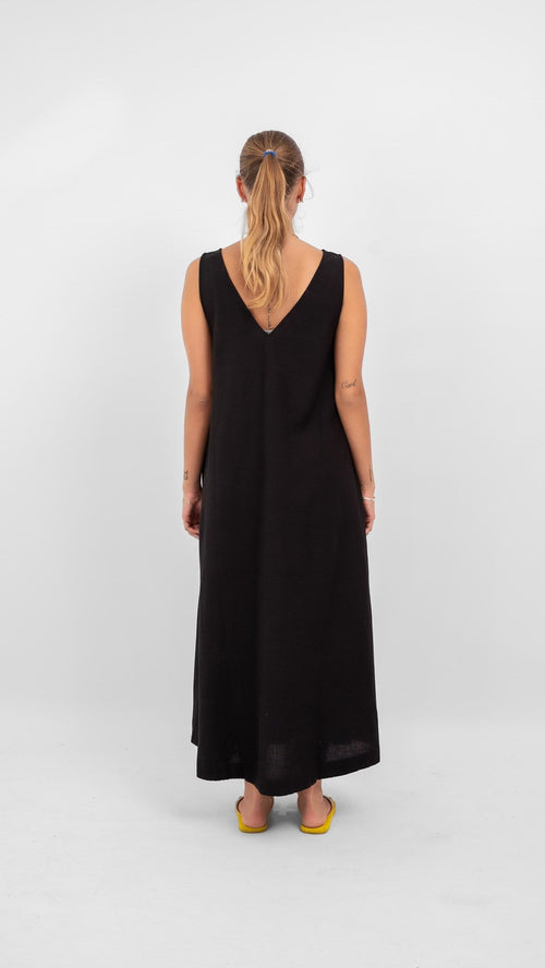 Prisilla V-Neck Midi Dress - Black - TeeShoppen Group™ - Dress - VILA