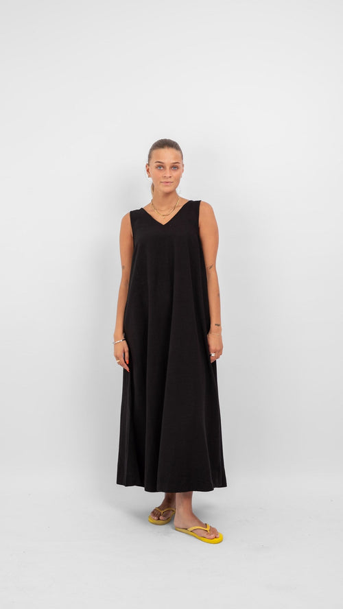 Prisilla V-Neck Midi Dress - Black - TeeShoppen Group™ - Dress - VILA