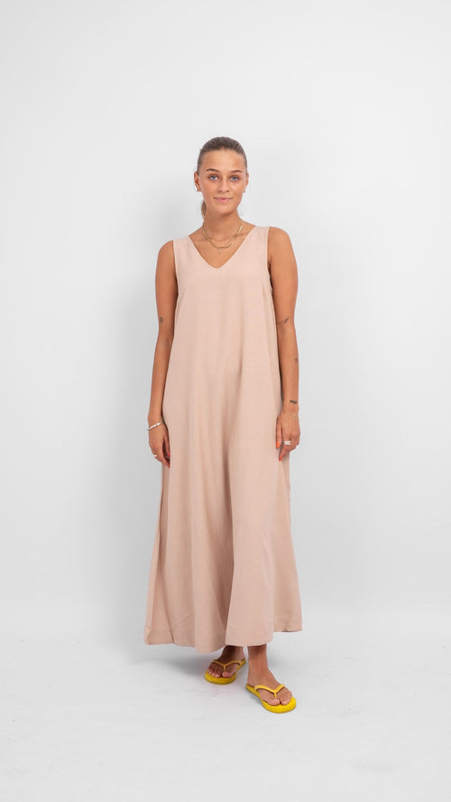 Prisilla V-Neck Midi Dress - Cement - TeeShoppen Group™ - Dress - VILA