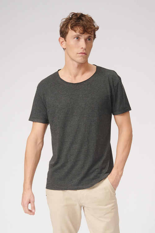 Raw Neck T-shirt - Dark Gray - TeeShoppen Group™ - T-shirt - TeeShoppen