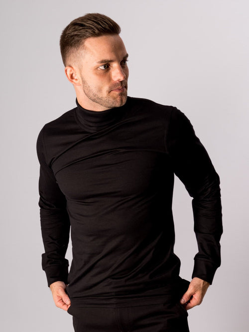 Roll collar sweater - Black - TeeShoppen Group™ - T-shirt - TeeShoppen