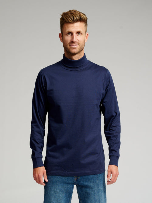 Roll collar sweater - Navy - TeeShoppen Group™ - T-shirt - TeeShoppen