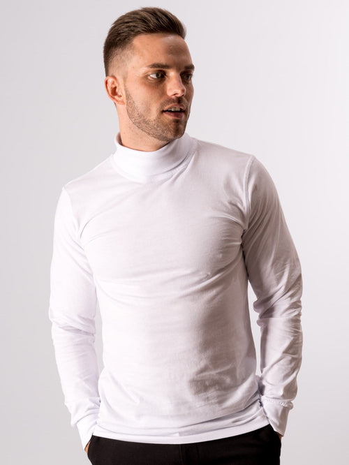 Roll collar sweater - White - TeeShoppen Group™ - T-shirt - TeeShoppen
