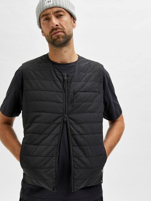 Round Neckline Duvet vest - Black - TeeShoppen Group™ - Jacket - Selected Homme