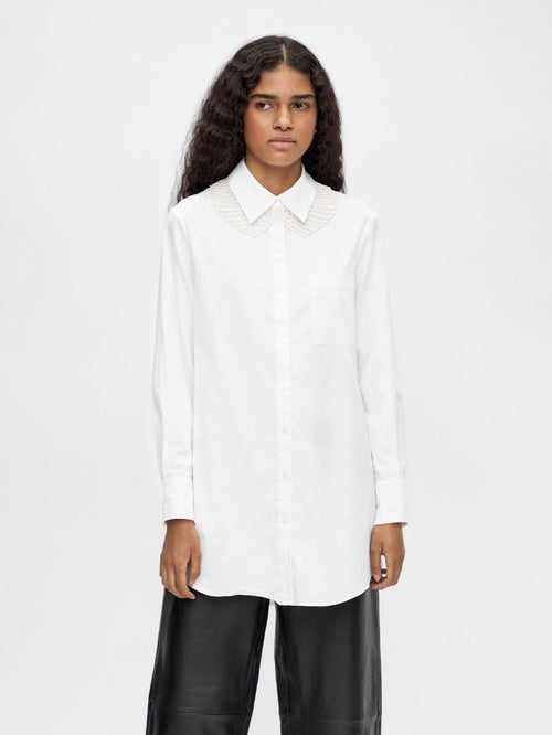 Roxa Long Shirt - White - TeeShoppen Group™ - Formal Shirts & Blouses - Object