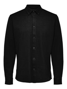 Slank fit shirt in biologisch katoen - zwart