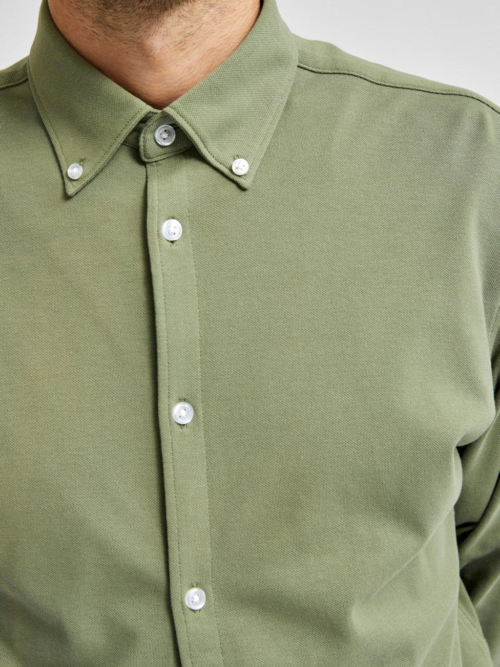 Slank fit shirt in biologisch katoen - groen