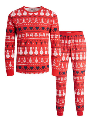 Snowflake Junior Pajamas - Red - TeeShoppen Group™ - Underwear - TeeShoppen