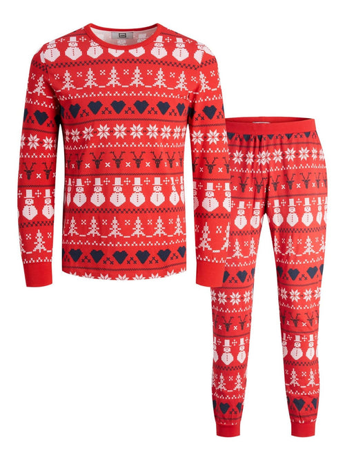 Snowflake Junior Pajamas - Red - TeeShoppen Group™ - Underwear - TeeShoppen