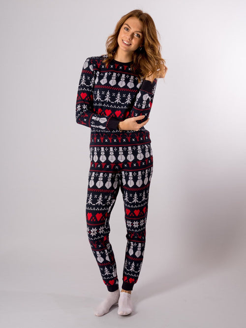 Snowflake Women Pajamas - Navy - TeeShoppen Group™ - Underwear - TeeShoppen