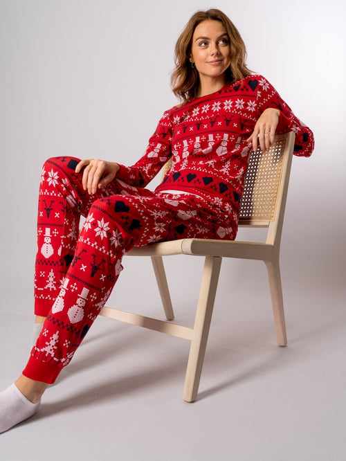Snowflake Women Pajamas - Red - TeeShoppen Group™ - Underwear - TeeShoppen