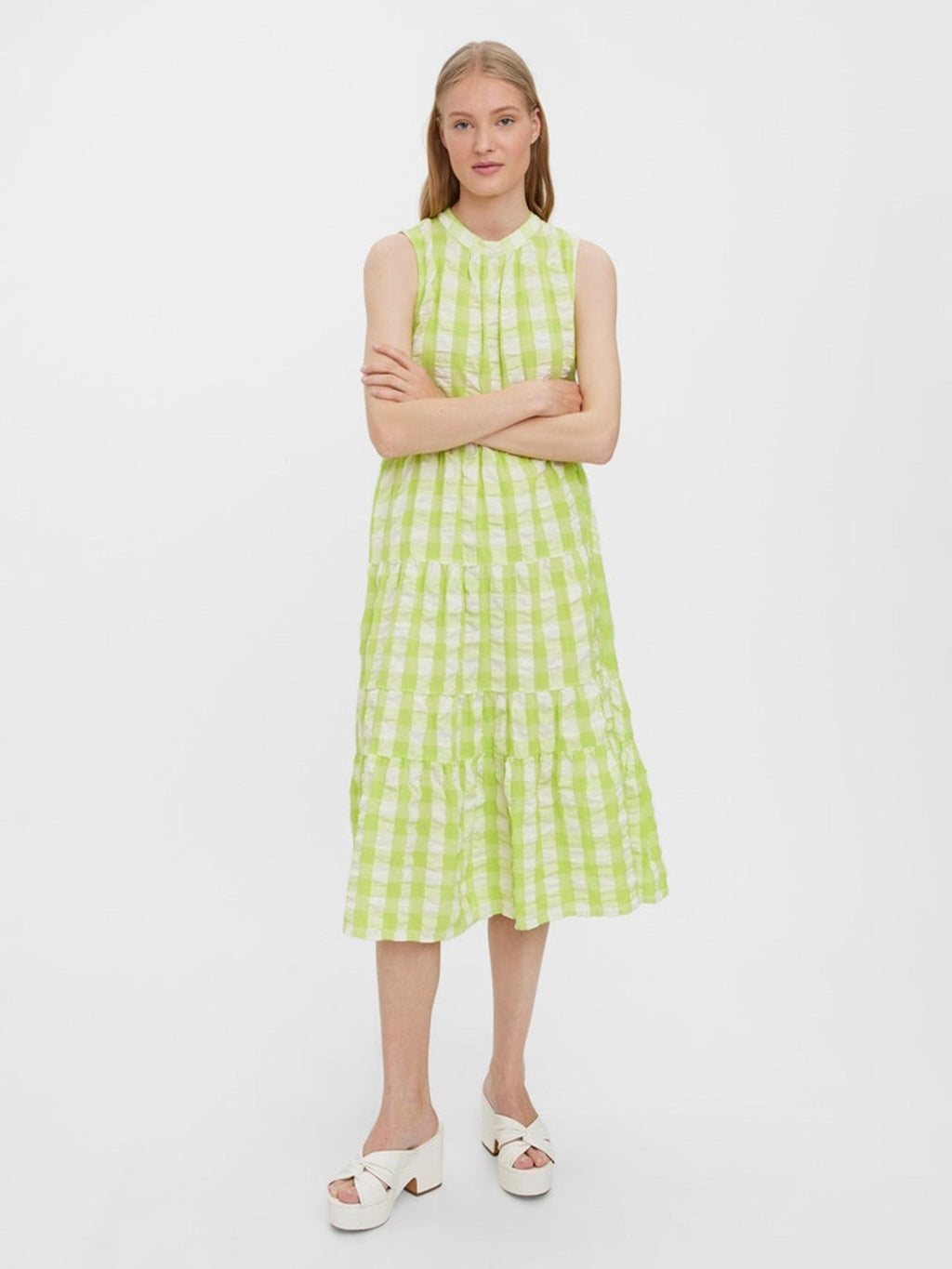 Sody Calf Highneck Dress - Shadow Lime